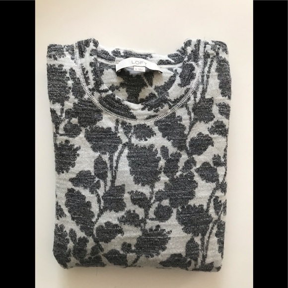 Loft leaves grey pattern sweater S - Picture 2 of 3